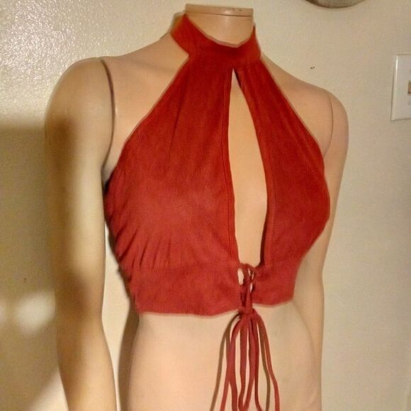 U.S.A size M brown felt half shirt - Picture 2 of 8